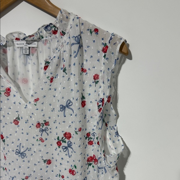 Maison d’Amélie Paris Floral cherry Sleeveless Blouse US XL - Picture 5 of 9